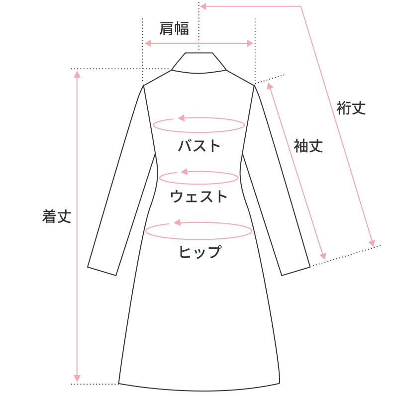 コートの仕上がり寸法