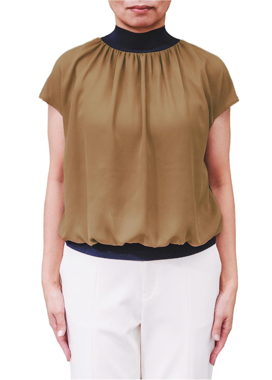 バイカラーハイネックTシャツ